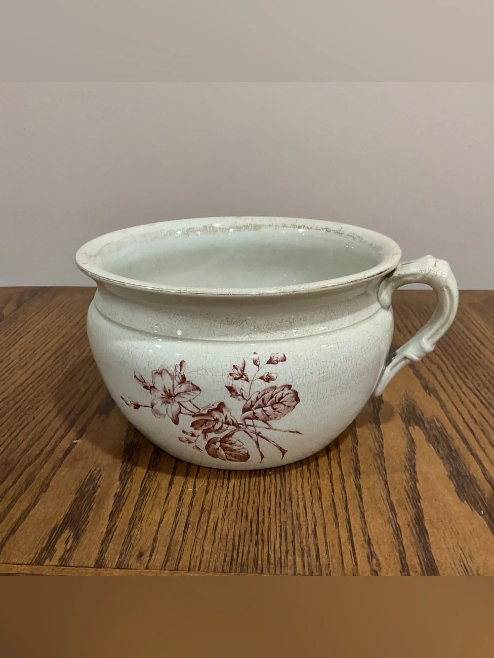 Vintage Antique Ivory Ceramic Floral Chamber Pot and Pitcher Set late 1800s